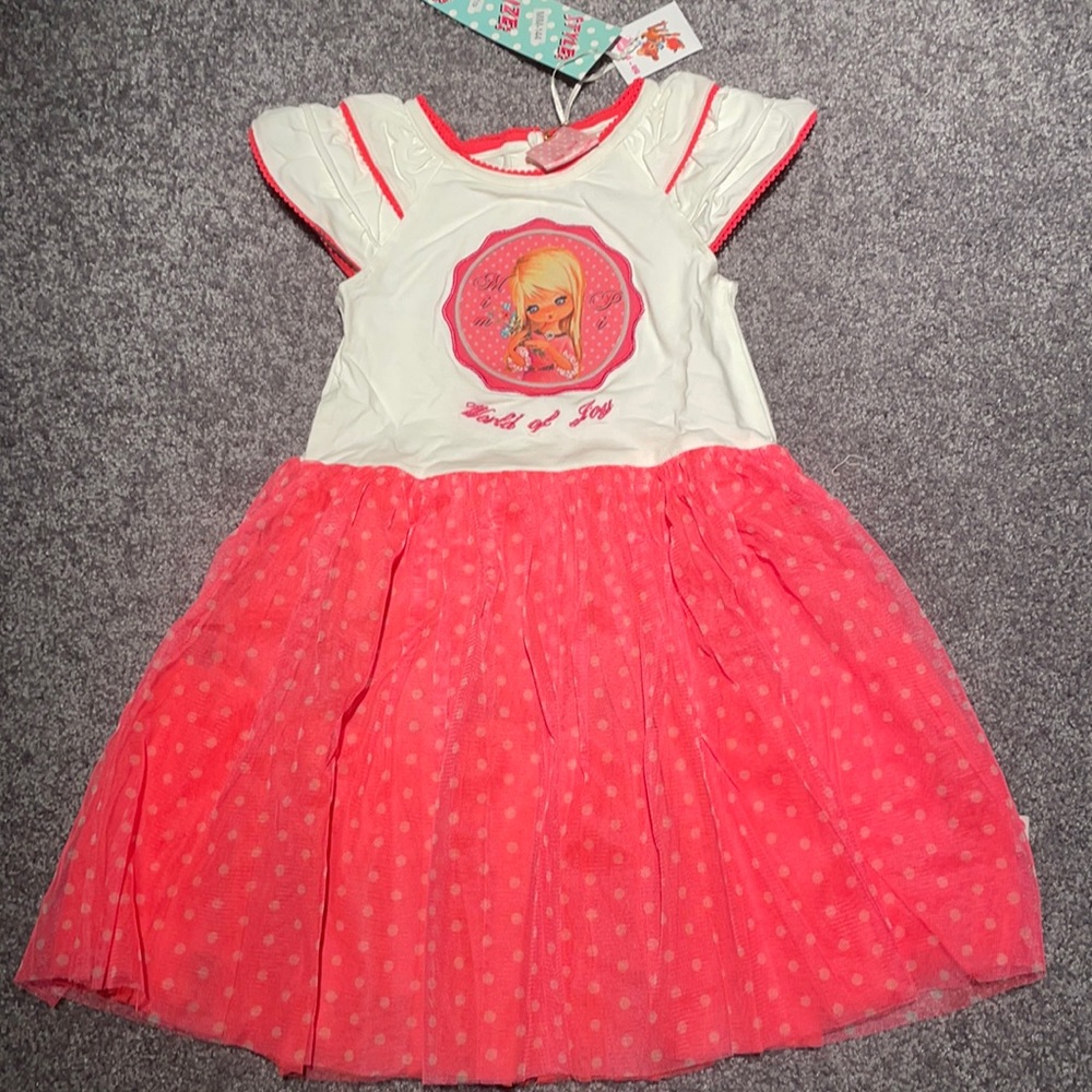 NWT Mim-Pi Girls ‘world of joy’ Tulle Dot Dress